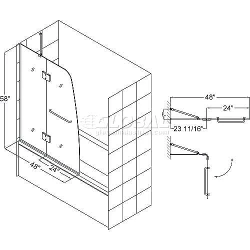 DreamLine™ Aqua Clear Glass Bathtub Door SHDR-3148586-04, 48" x 58" 10 DreamLine™ Aqua Clear Glass Bathtub Door SHDR-3148586-04, 48" x 58" - Image 8
