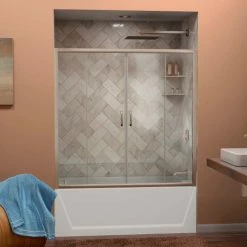 DreamLine™ Visions Clear Glass Bathtub Door SHDR-1160586-04, 56"-60" x 58" -Bathtubs & Showers Shop ATY SHDR 1160586 04