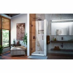 DreamLine SHDR-20277210F-06 Unidoor 27" Frameless Hinged Shower Door Oil Rubbed Bronze Finish -Bathtubs & Showers Shop B1142815 4