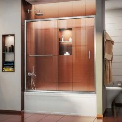 DreamLine SHDR-0960580-01 Infinity-Z 56" - 60" Frameless Sliding Tub Door Chrome Finish