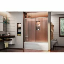 DreamLine SHDR-0960580-04 Infinity-Z 56" - 60" Frameless Sliding Tub Door Brushed Nickel Finish -Bathtubs & Showers Shop B1142897 4