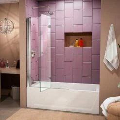 DreamLine SHDR-3636580-01 EZ-fold 36" Frameless Hinged Tub Door Chrome Finish -Bathtubs & Showers Shop B1142955 5