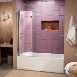 DreamLine SHDR-3636580-01 EZ-fold 36" Frameless Hinged Tub Door Chrome Finish -Bathtubs & Showers Shop B1142955 6