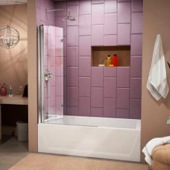 DreamLine SHDR-3636580-01 EZ-fold 36" Frameless Hinged Tub Door Chrome Finish -Bathtubs & Showers Shop B1142955 7