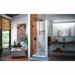 DreamLine SHDR-20297210F-06 Unidoor 29" Frameless Hinged Shower Door Oil Rubbed Bronze Finish -Bathtubs & Showers Shop B1143157 4