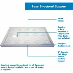 DreamLine DLT-1036482 SlimLine 36" x 48" Double Threshold Shower Base Right H& Drain -Bathtubs & Showers Shop B1143266 4 1