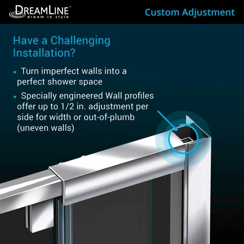 Dreamline SHDR-22327200-01 Flex Pivot Shower Door, Chrome, 32 to 36" x 72" 4 Dreamline SHDR-22327200-01 Flex Pivot Shower Door, Chrome, 32 to 36" x 72" - Image 2