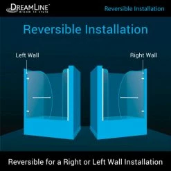 Dreamline SHDR-3534586-EX-01 Aqua Uno Hinged Tub Door, Chrome, 56 to 60" x 58" -Bathtubs & Showers Shop B1728972 3