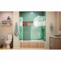 Dreamline SHDR-3534586-EX-01 Aqua Uno Hinged Tub Door, Chrome, 56 to 60" x 58" -Bathtubs & Showers Shop B1728972 4