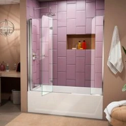 Dreamline SHDR-3636580-EX-01 AquaFold Hinged Tub Door, Chrome, 56 to 60" x 58" -Bathtubs & Showers Shop B1729005 5