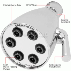 Speakman Anystream® Icon 6-Jet Shower Head, Polished Chrome Finish, 2.5 GPM 22 Speakman Anystream® Icon 6-Jet Shower Head, Polished Chrome Finish, 2.5 GPM -Bathtubs & Showers Shop B622163 1wco