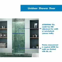DreamLine™ Unidoor Frameless Shower Door SHDR-20267210F-04, 26" x 72" -Bathtubs & Showers Shop B809711 8
