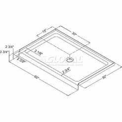 DreamLine DLT-1130600 SlimLine 30" x 60" Shower Base Center Drain -Bathtubs & Showers Shop DLT1130600 1