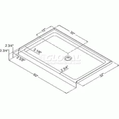 DreamLine DLT-1132600 SlimLine 32" x 60" Shower Base Center Drain -Bathtubs & Showers Shop DLT1132600 1