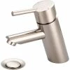 Olympia i2 L-6055-BN Single Lever Bathroom Faucet with Push Drown Drain PVD Brushed Nickel -Bathtubs & Showers Shop PZR L 6055 BN
