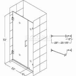DreamLine SHDR-23297210-01 Radiance 29" Frameless Hinged Shower Door Chrome Finish -Bathtubs & Showers Shop RADIANCESHDR23297210