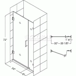 DreamLine SHDR-23307210-01 Radiance 30" Frameless Hinged Shower Door Chrome Finish -Bathtubs & Showers Shop RADIANCESHDR23307210