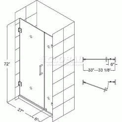 DreamLine SHDR-23337210-01 Radiance 33" Frameless Hinged Shower Door Chrome Finish -Bathtubs & Showers Shop RADIANCESHDR23337210