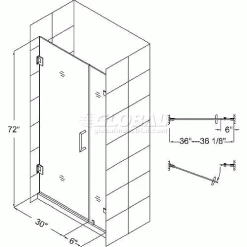 DreamLine SHDR-23367210-01 Radiance 36" Frameless Hinged Shower Door Chrome Finish -Bathtubs & Showers Shop RADIANCESHDR23367210