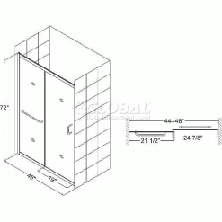 DreamLine SHDR-0948720-04 Infinity-Z 44" - 48" Frameless Sliding Shower Door Brushed Nickel Finish -Bathtubs & Showers Shop SHDR0948720