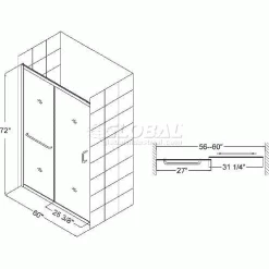 DreamLine SHDR-0960720-01 Infinity-Z 56" - 60" Frameless Sliding Shower Door Chrome Finish -Bathtubs & Showers Shop SHDR0960720 1