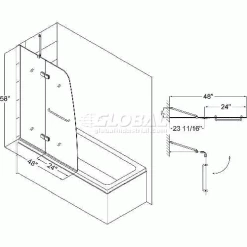 DreamLine SHDR-3448580-01 Aqua Ultra 48" Frameless Hinged Tub Door Chrome Finish -Bathtubs & Showers Shop SHDR3448580