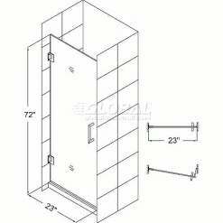 DreamLine SHDR-20237210F-01 Unidoor 23" Frameless Hinged Shower Door Chrome Finish -Bathtubs & Showers Shop UNIDOORSHDR20237210F