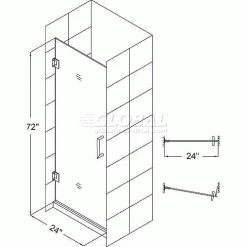 DreamLine™ Unidoor Frameless Shower Door SHDR-20247210F-04, 24" x 72" -Bathtubs & Showers Shop UNIDOORSHDR20247210