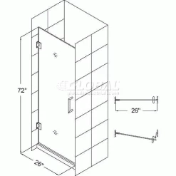 DreamLine™ Unidoor Frameless Shower Door SHDR-20267210F-01, 26" x 72" -Bathtubs & Showers Shop UNIDOORSHDR20267210 2