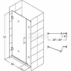 DreamLine™ Unidoor Frameless Shower Door SHDR-20297210F-01, 29" x 72" 22 DreamLine™ Unidoor Frameless Shower Door SHDR-20297210F-01, 29" x 72" -Bathtubs & Showers Shop UNIDOORSHDR20297210F