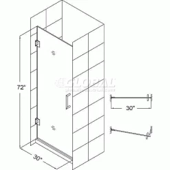 DreamLine™ Unidoor Frameless Shower Door SHDR-20307210F-04, 30" x 72" -Bathtubs & Showers Shop UNIDOORSHDR20307210F 1